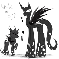 Size: 1200x1200 | Tagged: safe, artist:didun850, oc, oc only, oc:oji, changeling, black sclera, changeling oc, one eye closed, raised hoof, reference sheet, simple background, slit eyes, transparent background, white changeling, wink