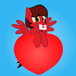 Size: 3240x3240 | Tagged: source needed, useless source url, safe, artist:king-franchesco, oc, oc:cinnamon pop, pegasus, pony, heart, mouth hold, solo, ych result