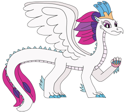 Size: 2728x2408 | Tagged: safe, artist:supahdonarudo, queen novo, dragon, my little pony: the movie, crown, dragoness, dragonified, dragonovo, female, holding, jewelry, pearl, queen novo's orb, regalia, simple background, species swap, tail feathers, transparent background