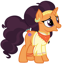 Size: 4388x4500 | Tagged: safe, artist:temerdzafarowo, saffron masala, pony, unicorn, spice up your life, bracelet, cute, decoration, india, indian, jewelry, shocked, solo, surprised, vector