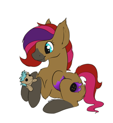 Size: 1024x1114 | Tagged: safe, artist:paisleyperson, oc, oc:button blitz, pegasus, pony, doll, female, mare, plushie, prone, simple background, solo, toy, transparent background