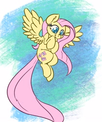 Size: 1720x2048 | Tagged: safe, artist:leadhooves, fluttershy, pegasus, pony, colored pupils, cute, female, hooves to the chest, looking down, mare, partial background, shyabetes, smiling, solo, spread wings, three quarter view, wings, wrong eye color