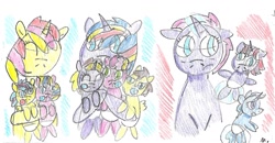 Size: 1661x863 | Tagged: safe, artist:ptitemouette, oc, oc:air ballon, oc:aurora star, oc:bonfire, oc:celeste shimmer, oc:dream catcher, oc:firework, oc:garnet pebble, oc:saturn satellite, oc:stardust, oc:sunshine sparkle, pony, baby, baby pony, brother and sister, cousins, female, magical lesbian spawn, male, mother and child, mother and daughter, mother and son, offspring, parent and child, parent:oc:celeste shimmer, parent:oc:firework, parent:oc:stella moon, parent:oc:sunshine sparkle, parent:oc:surprise, parent:oc:time vortex, parent:sunset shimmer, parent:tempest shadow, parent:twilight sparkle, parents:oc x oc, parents:sunsetsparkle, parents:tempestlight, siblings, sisters, traditional art