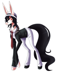 Size: 1670x2055 | Tagged: safe, artist:sadatrix, oc, oc:ichiro makoto, earth pony, pony, clothes, hat, male, necktie, pants, simple background, solo, stallion, transparent background