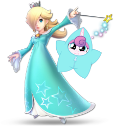 Size: 1361x1528 | Tagged: safe, princess flurry heart, alicorn, human, pony, best gift ever, baby, baby pony, clothes, costume, cute, female, flurrybetes, nintendo, princess rosalina, rosalina, simple background, smiling, star flurry heart, super mario bros., super smash bros., super smash bros. ultimate, transparent background