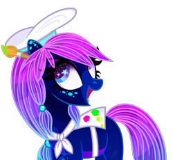 Size: 2160x1986 | Tagged: safe, artist:domina-venatricis, oc, oc:tia hunter, earth pony, pony, female, hat, mare, paintbrush, simple background, solo, transparent background