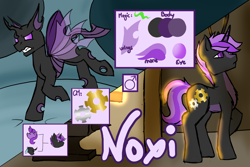 Size: 3000x2000 | Tagged: safe, artist:noxi1_48, oc, oc only, oc:noxi, changeling, unicorn, changeling oc, forge, purple changeling, reference sheet, rework, reworked