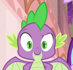 Size: 455x438 | Tagged: safe, screencap, spike, dragon, a matter of principals, cropped, fangs, male, smiling, solo, winged spike, wings