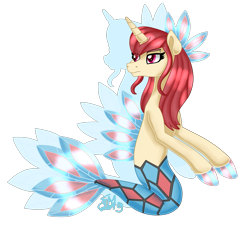 Size: 2149x1942 | Tagged: safe, artist:spokenmind93, sea pony, female, milotic, pokémon, seaponified, simple background, solo, species swap, transparent background