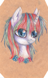 Size: 1216x1976 | Tagged: safe, artist:0okami-0ni, oc, oc only, bust, solo, traditional art