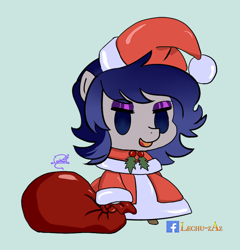 Size: 800x834 | Tagged: safe, artist:lechu-zaz, oc, oc:moonlit silver, christmas, clothes, costume, hat, holiday, padoru, santa costume, santa hat