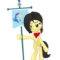 Size: 1060x1061 | Tagged: safe, artist:th3bluerose, derpibooru exclusive, oc, oc only, oc:maria maharlika, earth pony, pony, 2020 community collab, bipedal, clothes, derpibooru community collaboration, earth pony oc, equestrian flag, female, flag, scarf, solo, transparent background