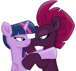 Size: 10247x9632 | Tagged: safe, artist:ejlightning007arts, tempest shadow, twilight sparkle, twilight sparkle (alicorn), alicorn, my little pony: the movie, boop, cute, female, lesbian, noseboop, shipping, simple background, tempestlight, transparent background, vector