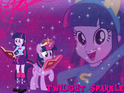 Size: 1024x768 | Tagged: safe, artist:natoumjsonic, twilight sparkle, twilight sparkle (alicorn), alicorn, pony, equestria girls, big crown thingy, book, element of magic, jewelry, regalia, solo, square crossover