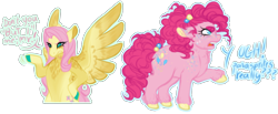 Size: 2926x1204 | Tagged: safe, artist:kerenitychan, derpibooru import, fluttershy, pinkie pie, earth pony, pegasus, pony, simple background, transparent background