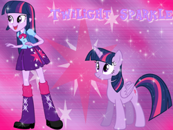 Size: 1024x768 | Tagged: safe, artist:natoumjsonic, twilight sparkle, alicorn, pony, equestria girls, square crossover