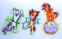 Size: 3954x2531 | Tagged: safe, artist:0okami-0ni, apple bloom, scootaloo, sweetie belle, circus, cutie mark crusaders, traditional art