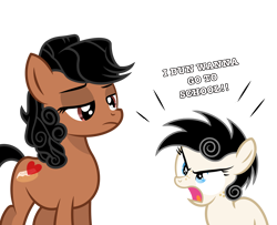 Size: 3200x2600 | Tagged: safe, artist:pizzamovies, oc, oc only, oc:huniebuns, oc:sugar slice, female, filly, lidded eyes, mare, simple background, text, transparent background, yelling