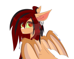 Size: 1920x1536 | Tagged: safe, artist:redheartponiesfan, oc, oc:riana, bat pony, pony, deviantart watermark, ear piercing, earring, female, jewelry, mare, obtrusive watermark, piercing, simple background, solo, transparent background, watermark