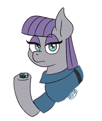 Size: 657x777 | Tagged: safe, artist:syscod, boulder (pet), maud pie, earth pony, pony, eyeshadow, female, looking at you, makeup, mare, simple background, transparent background