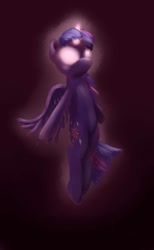 Size: 701x1140 | Tagged: safe, artist:misssakura-senpai, twilight sparkle, twilight sparkle (alicorn), alicorn, pony, female, floating, glow, glowing eyes, glowing horn, gradient background, horn, mare, solo