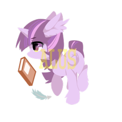 Size: 512x512 | Tagged: safe, alternate version, artist:alus, twilight sparkle, twilight sparkle (alicorn), alicorn, pony, book, cute, ear fluff, feather, female, leg fluff, lineless, mare, pixiv, simple background, solo, transparent background, twiabetes, watermark