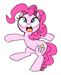 Size: 378x466 | Tagged: safe, artist:lemonspark, pinkie pie, earth pony, pony, bipedal, blushing, cute, diapinkes, female, mare, open mouth, simple background, solo, white background