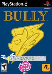 Size: 353x500 | Tagged: safe, artist:kysss90, pony, bully, bully (video game), parody, playstation 2, reference, rockstar games, rockstar games logo, video game, video game reference