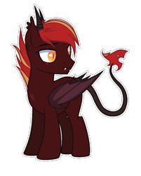 Size: 1080x1344 | Tagged: safe, artist:colordroplovelyart, artist:s-oujiisan, oc, oc only, oc:shadow chaser, demon, demon pony, original species, pony, base used, bat wings, ear piercing, earring, eye scar, fangs, horns, jewelry, male, piercing, scar, simple background, solo, stallion, transparent background, wings