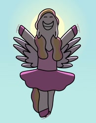 Size: 789x1013 | Tagged: safe, artist:kindheart525, oc, oc only, oc:angel, pegasus, pony, ice skates, kindverse, offspring, parent:fleur-de-lis, parent:prince blueblood, parents:fleur-de-blueblood