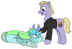 Size: 1081x739 | Tagged: safe, artist:kindheart525, artist:raventhatflieshigh, oc, oc only, oc:ambrosia, oc:hawk eye, changedling, changeling, changepony, earth pony, pony, gay, kindverse, magical lesbian spawn, male, offspring, parent:limestone pie, parent:princess celestia, parent:queen chrysalis, parent:zephyr breeze, parents:chryslestia, parents:zephyrstone