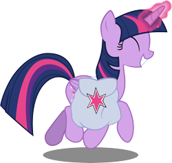 Size: 6474x6152 | Tagged: safe, artist:itv-canterlot, twilight sparkle, twilight sparkle (alicorn), alicorn, pony, the hooffields and mccolts, .ai available, .svg available, absurd resolution, cute, eyes closed, female, grin, happy, magic, mare, saddle bag, simple background, smiling, solo, telekinesis, transparent background, trotting, twiabetes, vector