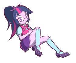 Size: 837x701 | Tagged: safe, artist:rvceric, sci-twi, twilight sparkle, equestria girls, clothes, doodle, kneesocks, legs, looking at you, schrödinger's pantsu, skirt, socks, solo, thighs