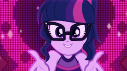 Size: 1920x1080 | Tagged: safe, screencap, sci-twi, twilight sparkle, better together, equestria girls, i'm on a yacht, female, neon eg logo, sleeveless, solo