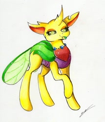 Size: 2237x2601 | Tagged: safe, artist:luxiwind, oc, oc:acid, changedling, changeling, female, solo, traditional art