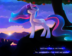 Size: 5400x4179 | Tagged: safe, artist:mylittlegodzilla, princess twilight 2.0, twilight sparkle, twilight sparkle (alicorn), alicorn, pony, the last problem, scenery, solo, sunset, tree