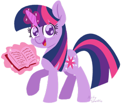 Size: 1280x1101 | Tagged: safe, artist:misty-sparkles, artist:mistysparkles, twilight sparkle, pony, unicorn, book, female, glowing horn, horn, looking at you, magic, mare, no pupils, simple background, smiling, solo, telekinesis, transparent background