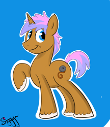 Size: 2260x2615 | Tagged: safe, artist:siggyderp, oc, oc only, oc:film grain, pony, unicorn, male, signature, solo, stallion