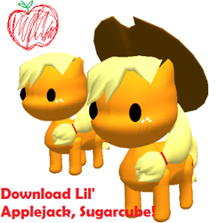 Size: 381x389 | Tagged: safe, artist:lala-fruitcake, derpibooru import, applejack, earth pony, pony, .zip file at source, 3d, 3d model, applejack's hat, cowboy hat, downloadable, hat, mmd, simple background, white background