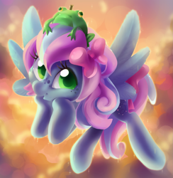 Size: 1641x1680 | Tagged: safe, artist:dawnfire, oc, oc:parfait, frog, pegasus, pony, solo