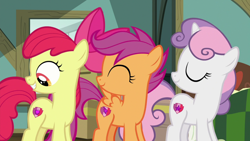 Size: 1920x1080 | Tagged: safe, screencap, apple bloom, scootaloo, sweetie belle, pony, the last crusade, cutie mark crusaders