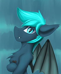 Size: 2250x2700 | Tagged: safe, artist:observerdoz, oc, oc only, oc:guttatus, bat pony, pony, bat pony oc, chest fluff, male, solo, stallion