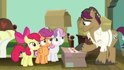 Size: 1920x1080 | Tagged: safe, screencap, apple bloom, scootaloo, snap shutter, sweetie belle, pony, the last crusade, cutie mark crusaders