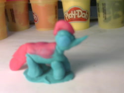 Size: 640x480 | Tagged: safe, artist:derek the metagamer, ocellus, changedling, changeling, 3d, camera, craft, play doh, sculpture, solo