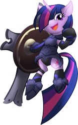 Size: 1408x2246 | Tagged: safe, artist:geraritydevillefort, twilight sparkle, pony, armor, crossover, digital art, fate/grand order, female, mare, mash kyrielight, simple background, solo, transparent background
