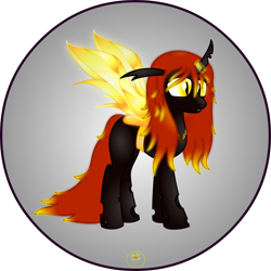 Size: 5000x5000 | Tagged: safe, artist:lakword, oc, oc only, oc:rubeencha, changeling, changeling oc, cute, female, glow, queen, smiling, solo, standing, yellow changeling