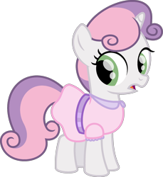 Size: 1726x1881 | Tagged: safe, artist:peternators, sweetie belle, pony, unicorn, clothes, dress, female, filly, simple background, solo, surprised, transparent background, two toned mane