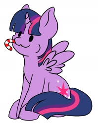 Size: 1558x1972 | Tagged: safe, artist:noxi1_48, twilight sparkle, twilight sparkle (alicorn), alicorn, pony, candy, candy cane, christmas, commission, food, happy, holiday, sugar cane, your character here