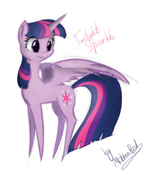 Size: 1280x1480 | Tagged: safe, artist:mittenred, twilight sparkle, twilight sparkle (alicorn), alicorn, pony, cute, female, mare, pointy legs, simple background, solo, spread wings, twiabetes, white background, wings