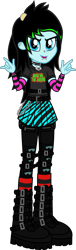 Size: 835x2733 | Tagged: safe, artist:lightningbolt, derpibooru exclusive, oc, oc only, oc:scene chick, equestria girls, arm warmers, belt, boots, bring me the horizon, chains, choker, clothes, devil horn (gesture), drop dead clothing, dyed hair, ear piercing, earring, equestria girls-ified, eyeliner, female, hairpin, jeans, jewelry, leg warmers, linkin park, looking at you, makeup, necklace, nose piercing, open mouth, pants, piercing, pleated skirt, ripped jeans, scene, shirt, shoes, simple background, skirt, snake bites, solo, spiked choker, straps, t-shirt, tights, transparent background, vector, wristband